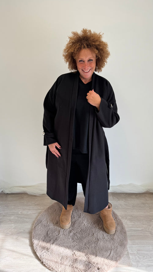 Cappotto con cinta Mosca