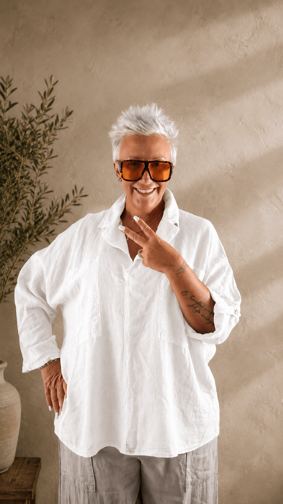Camicia colletto lino - Alebea