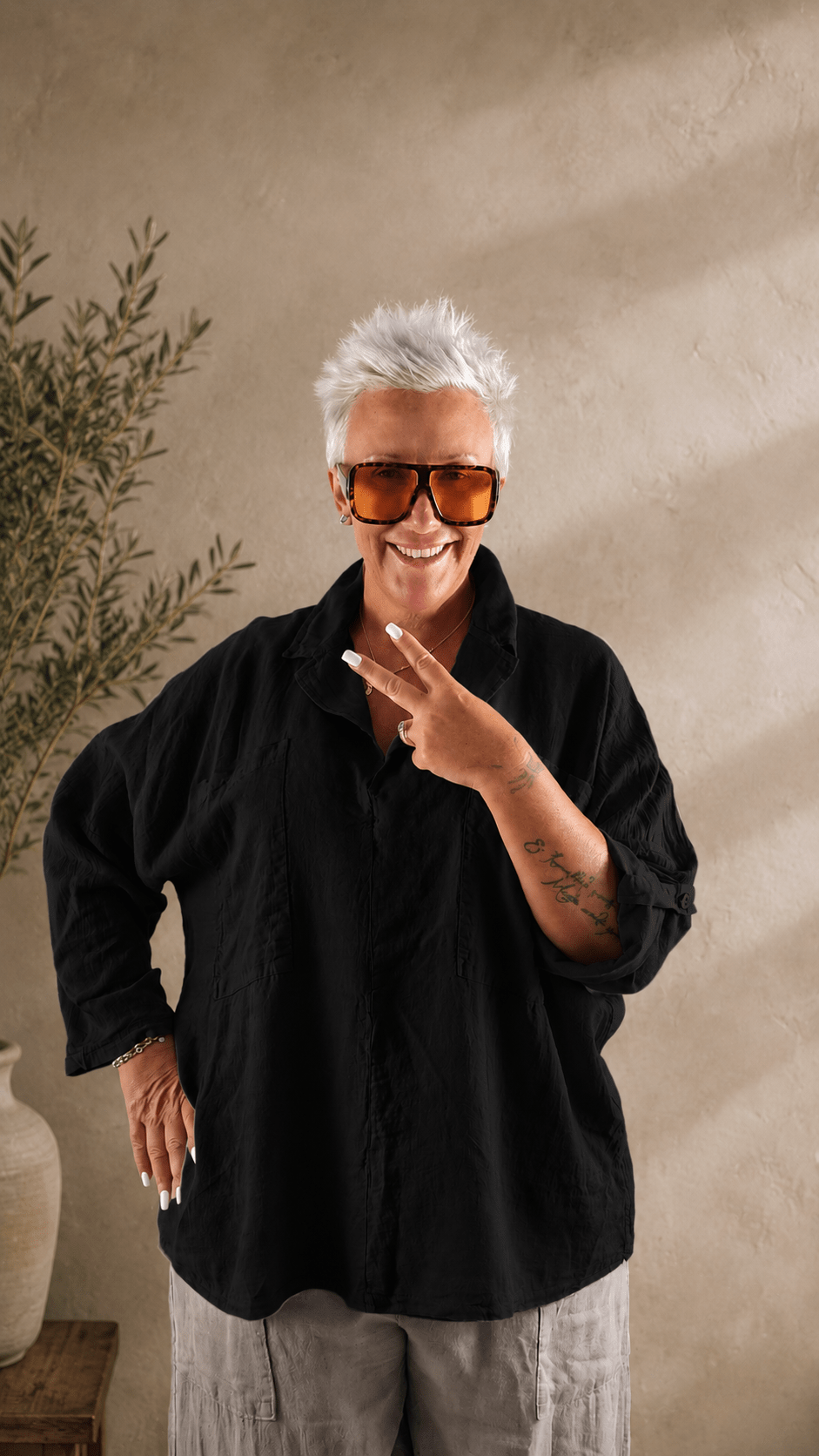 Camicia colletto lino - Alebea