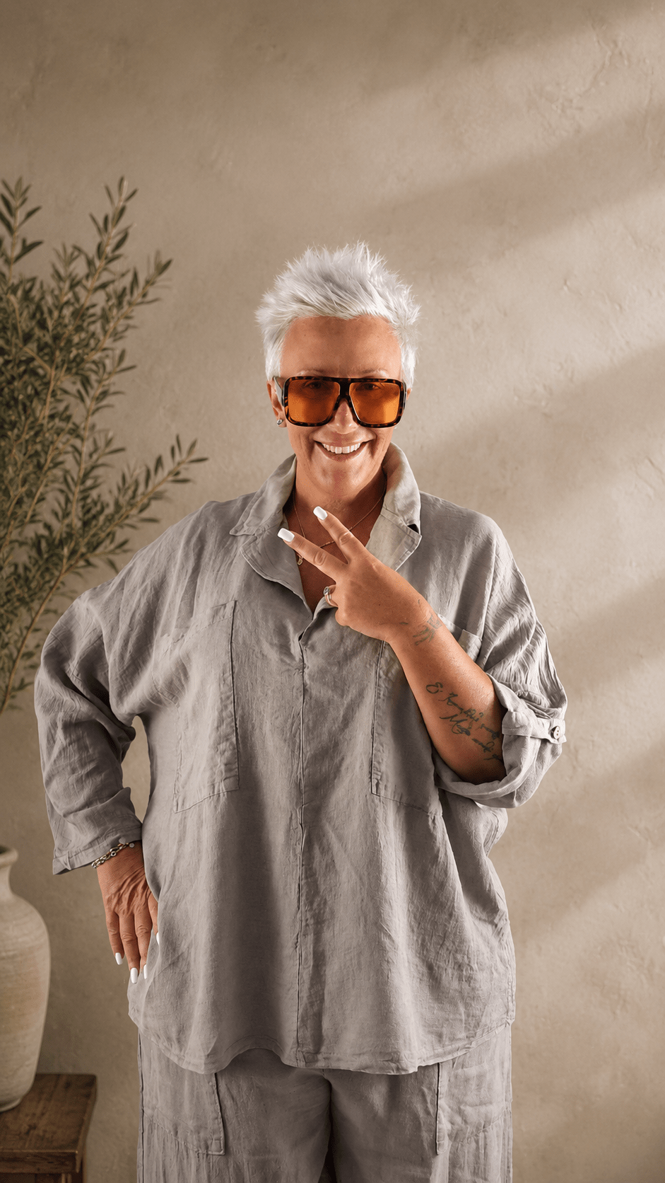 Camicia colletto lino - Alebea