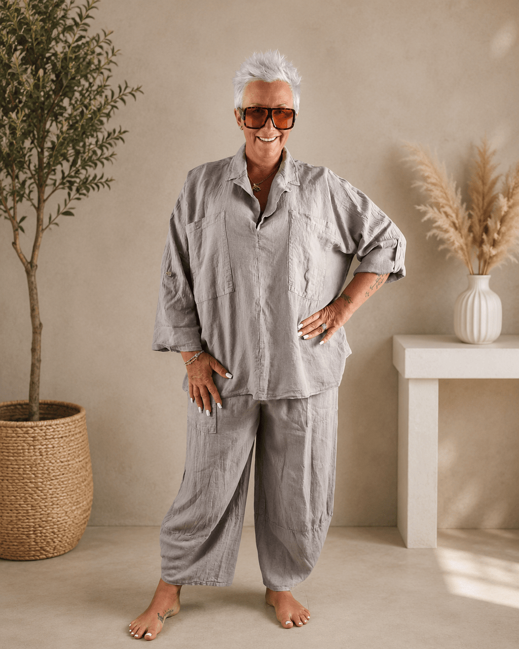 Pantalone petalo lino - Alebea