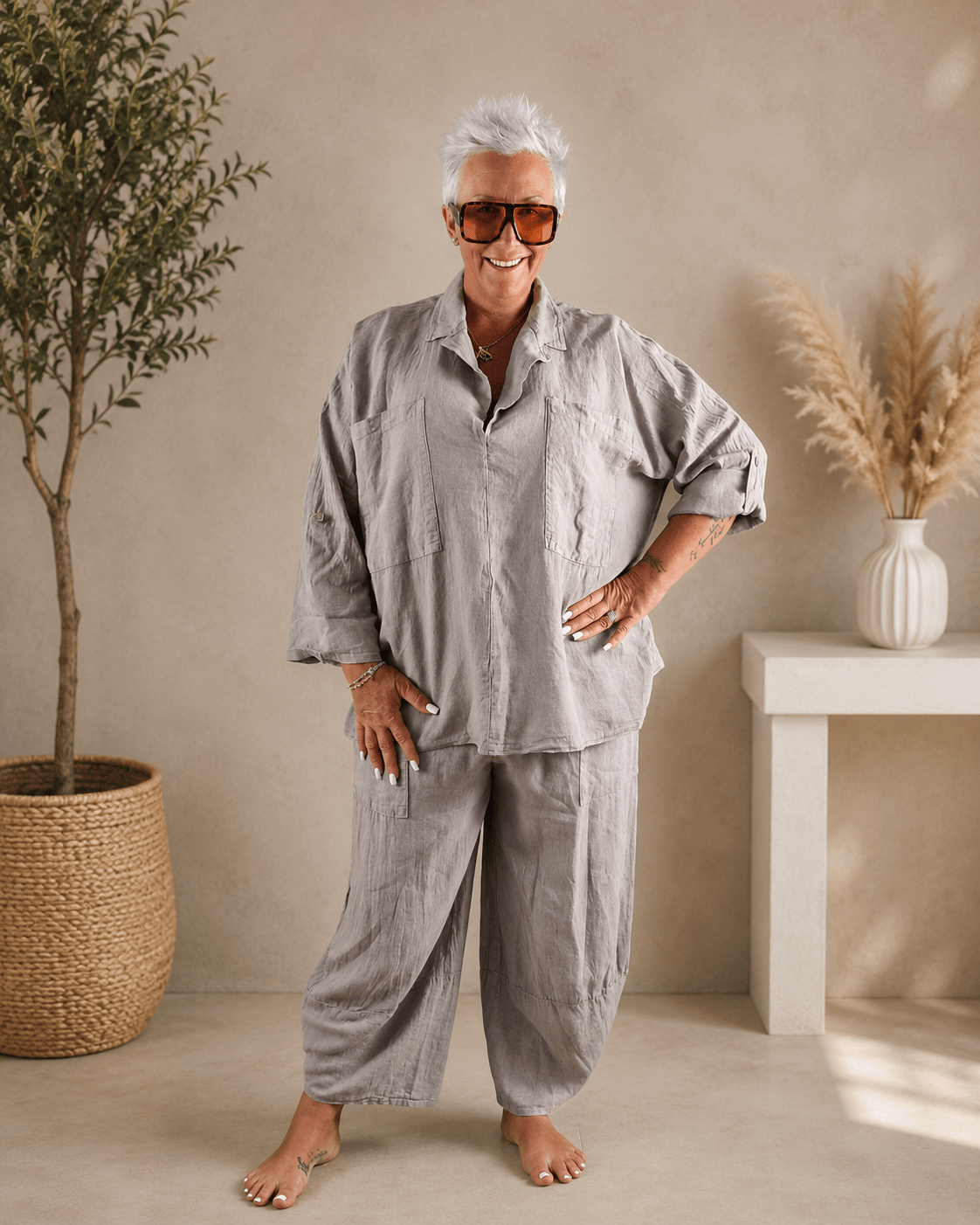 Pantalone petalo lino - Alebea
