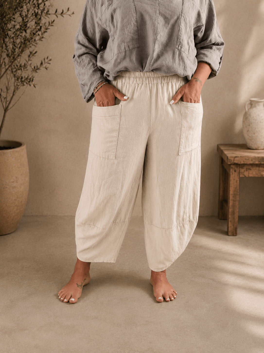 Pantalone petalo lino - Alebea