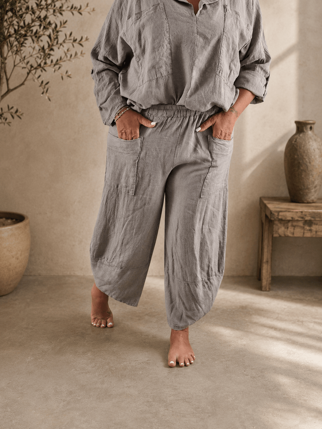Pantalone petalo lino - Alebea