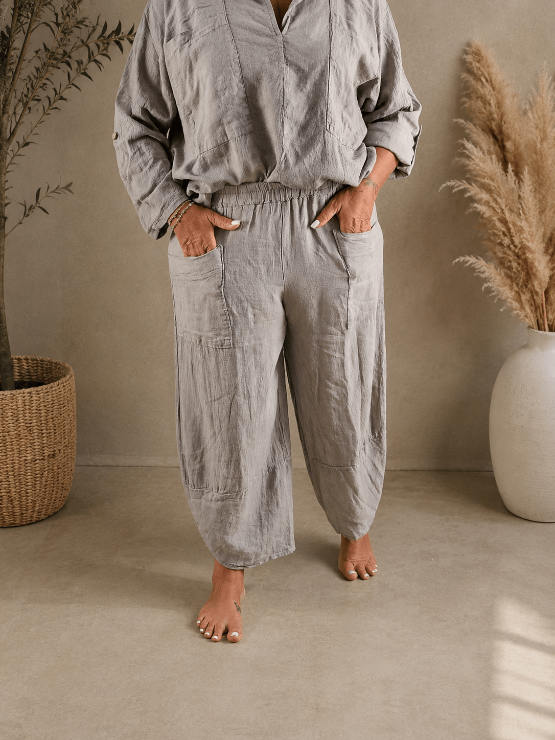 Pantalone petalo lino - Alebea