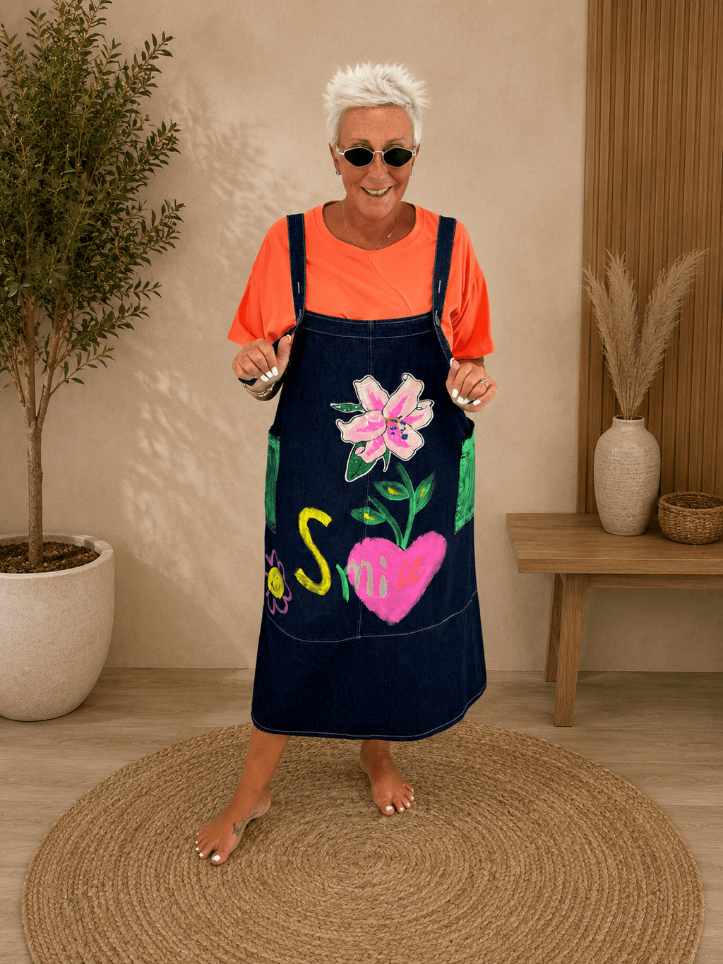 Salopette Jeans Fiori - Alebea