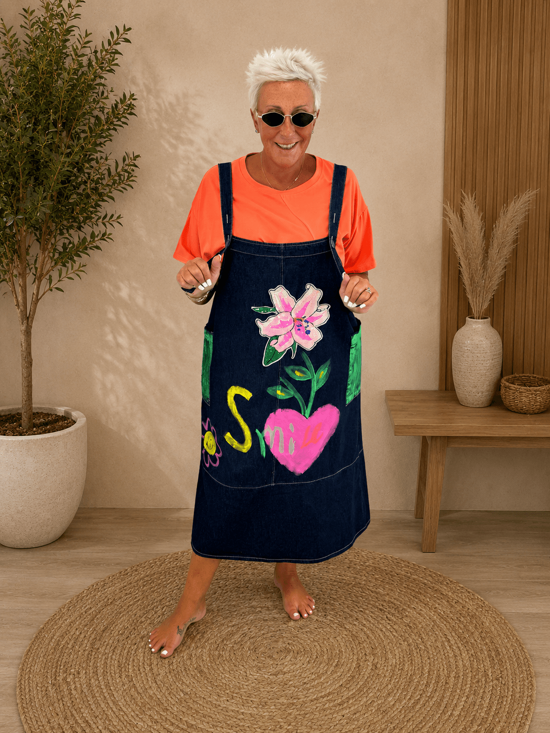 Salopette Jeans Fiori - Alebea