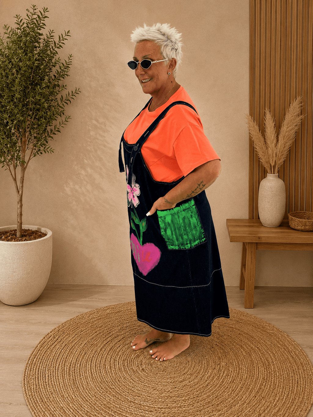 Salopette Jeans Fiori - Alebea