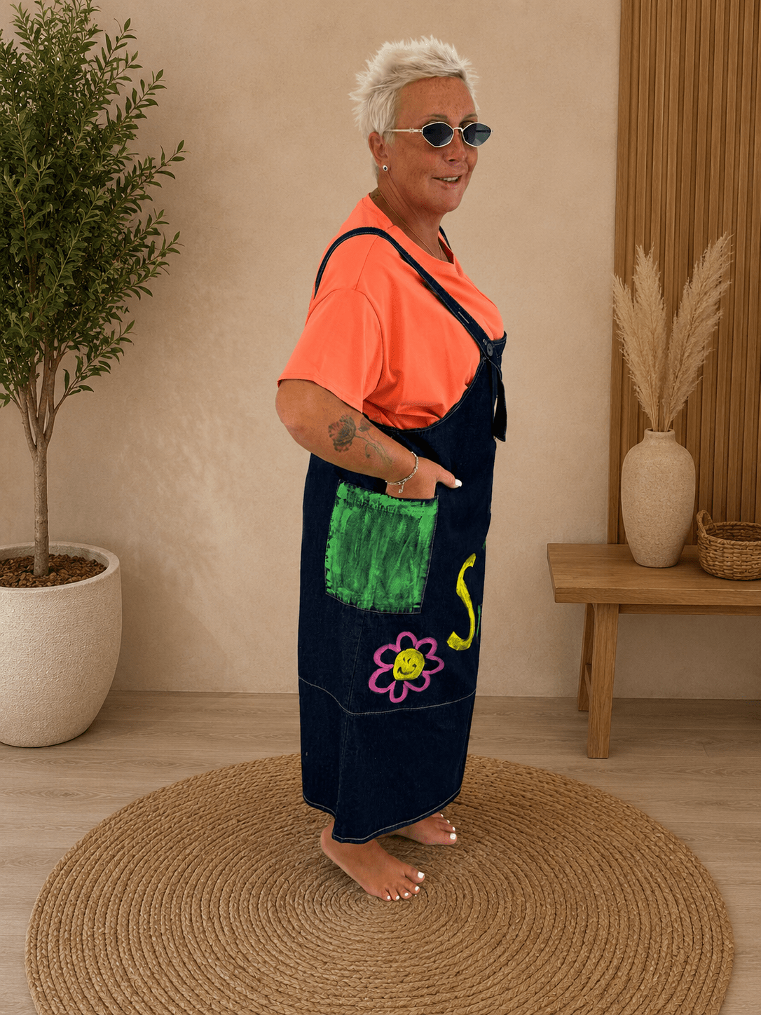 Salopette Jeans Fiori - Alebea