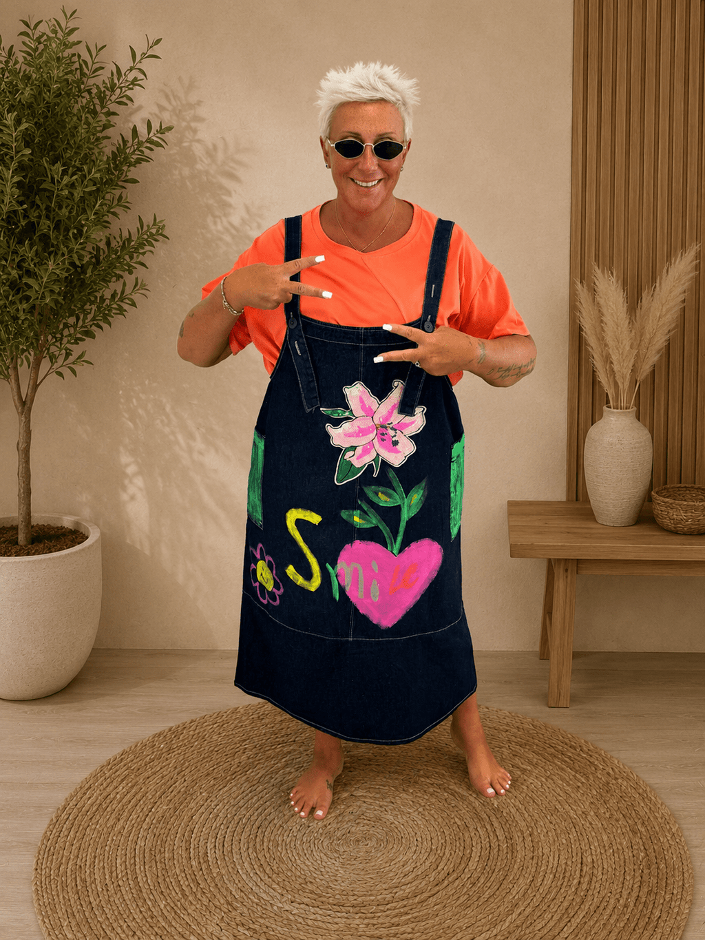 Salopette Jeans Fiori - Alebea