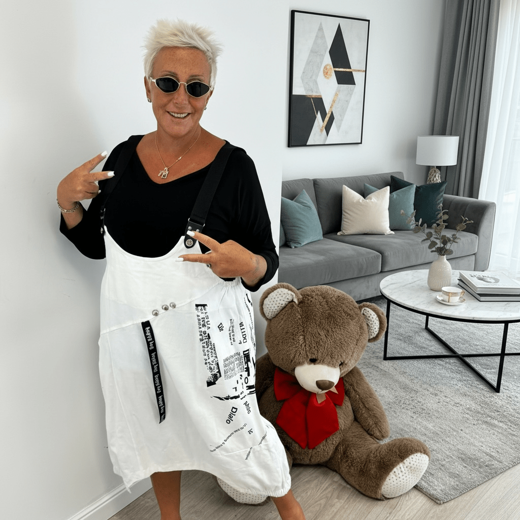 Salopette Jeans Scritta - Alebea