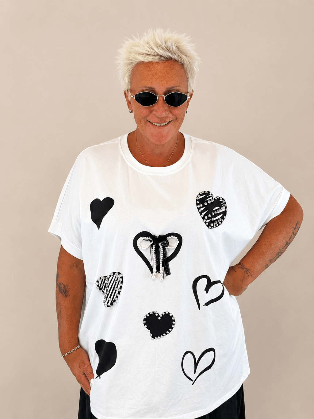 T-shirt cuore perle - Alebea
